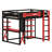 All-in-One Loft Bed System with Desk, Storage, Fast Charging & Customizable RGB Lights-470847804