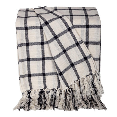 Chic Charcoal/White Cotton Throw 50" x 60"