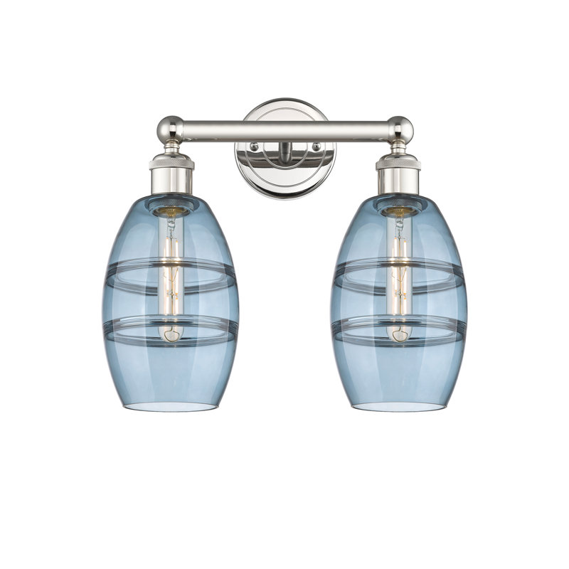 Éclairage pour meuble-lavabo à 2 lumières Kusham, Bleu princesse, Nickel poli