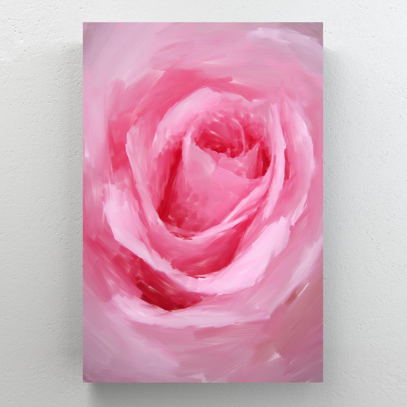 Gros plan, photo de rose rose - 1 pièce, impression sur toile tendue, H 14 po x l 11 po