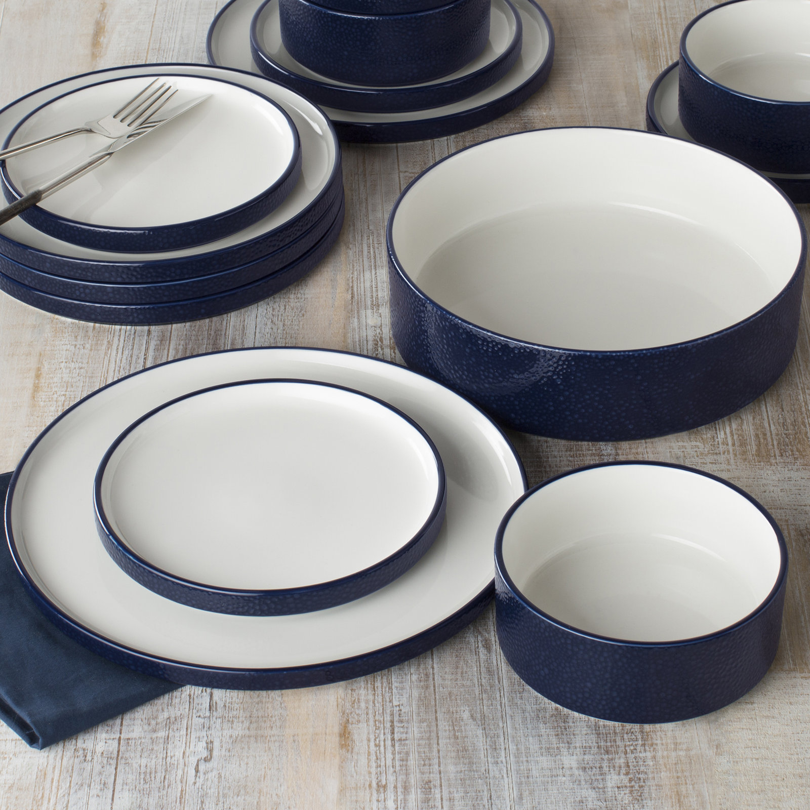Colortex Stone 10" Porcelain Dinner Plate, Navy