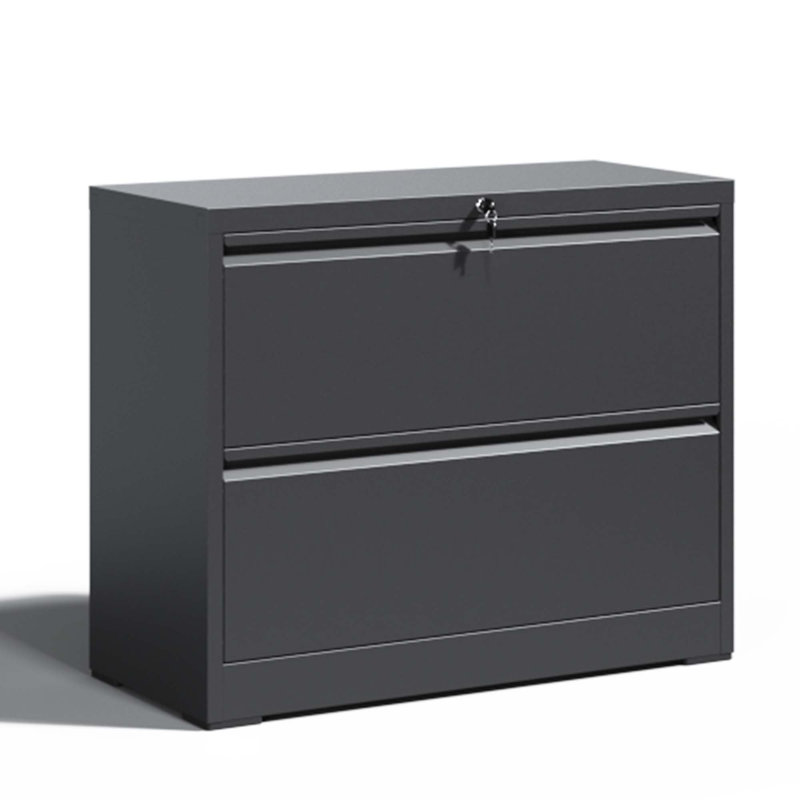 35.43"W 2 Drawer Metal Lateral File Cabinet with Lock for Home Office A4/Letter/Legal Size, Black
