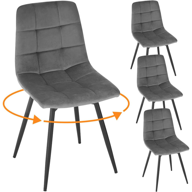 47cm H Velvet Upholstered Side Chair, Grey