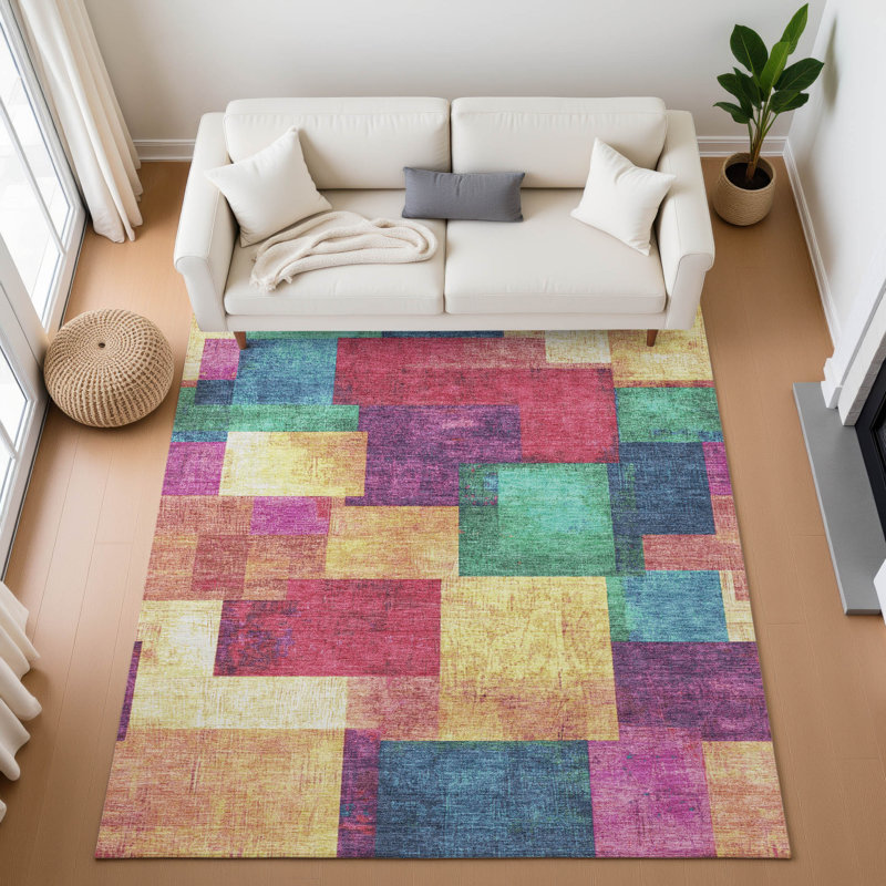 Premium Machine Washable Mouton Geometric Rug, Rectangle 10' x 14'