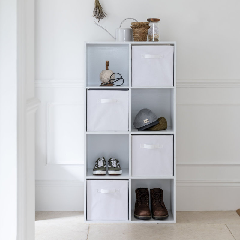 Northville 61cm W Cube Bookcase, White, (8 Shelves) 121cm H x 61cm W x 30cm D