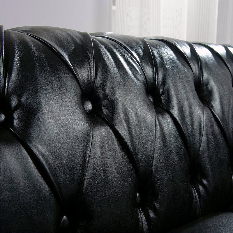 Canapé Chesterfield 84,65 po., Noir