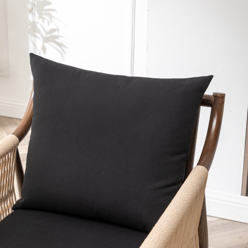 Radimir Upholstered Armchair With Solid Wood Arms, Black Polyester
