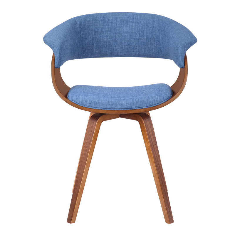 48.26cm H Polyester Upholstered Armchair, Walnut, Blue