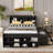 Full Bed with Bookcase Headboard, Under bed Storage Drawers and Bed End Storage Case,Espresso-135401764