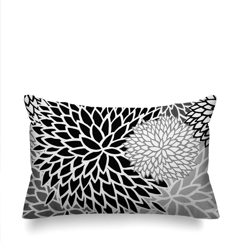 Arlo Floral Burst Indoor/Outdoor Throw Pillow, Black