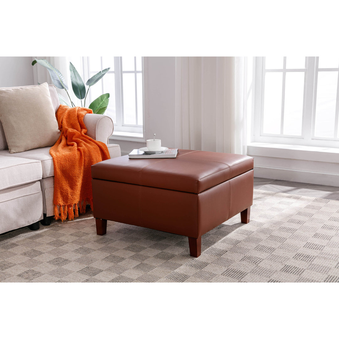 Adalisa Faux Leather Storage Ottoman with Wooden Legs
