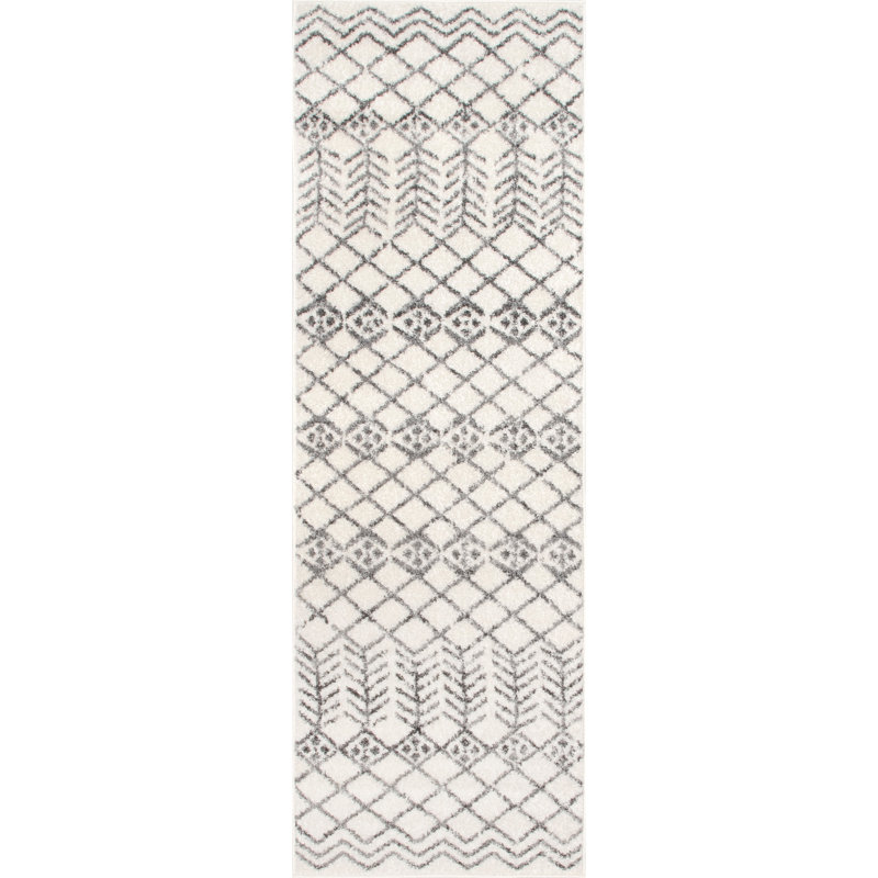 Tapis blanc cassé Vickie Southwestern, Tapis de couloir 2 pi x 6 pi