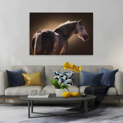 «Elegant Gray Horse», art mural contemporain contemporain