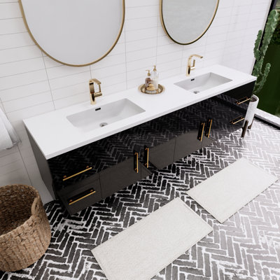 Tihanna 84'' Double Bathroom Vanity with Acrylic Top