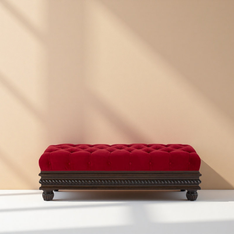 Repose-pieds en velours avec rangement Vintage