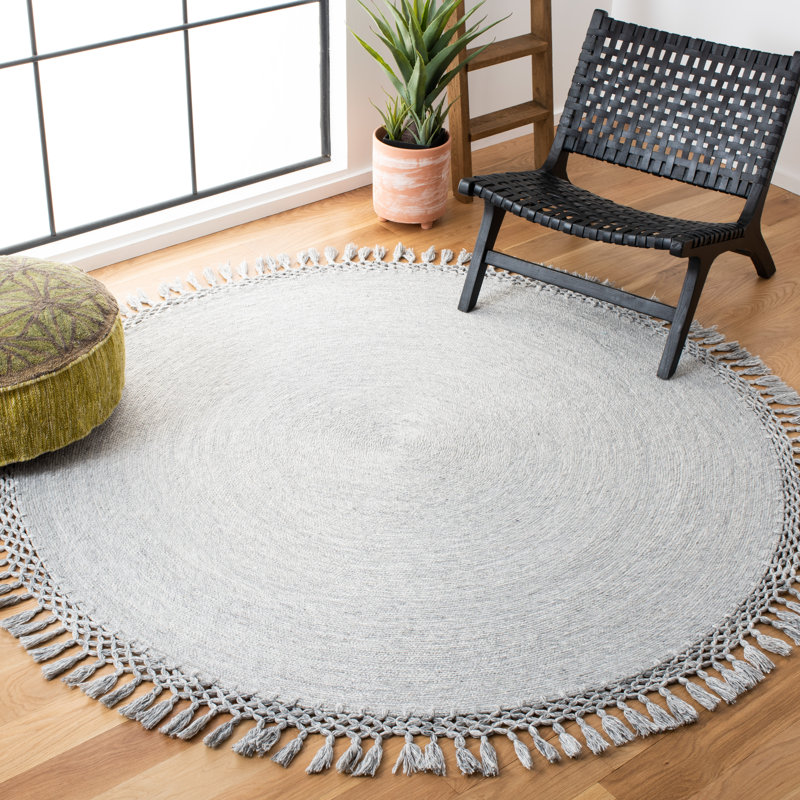 Tapis gris touffeté à la main Cuevas, Rond 6 pi