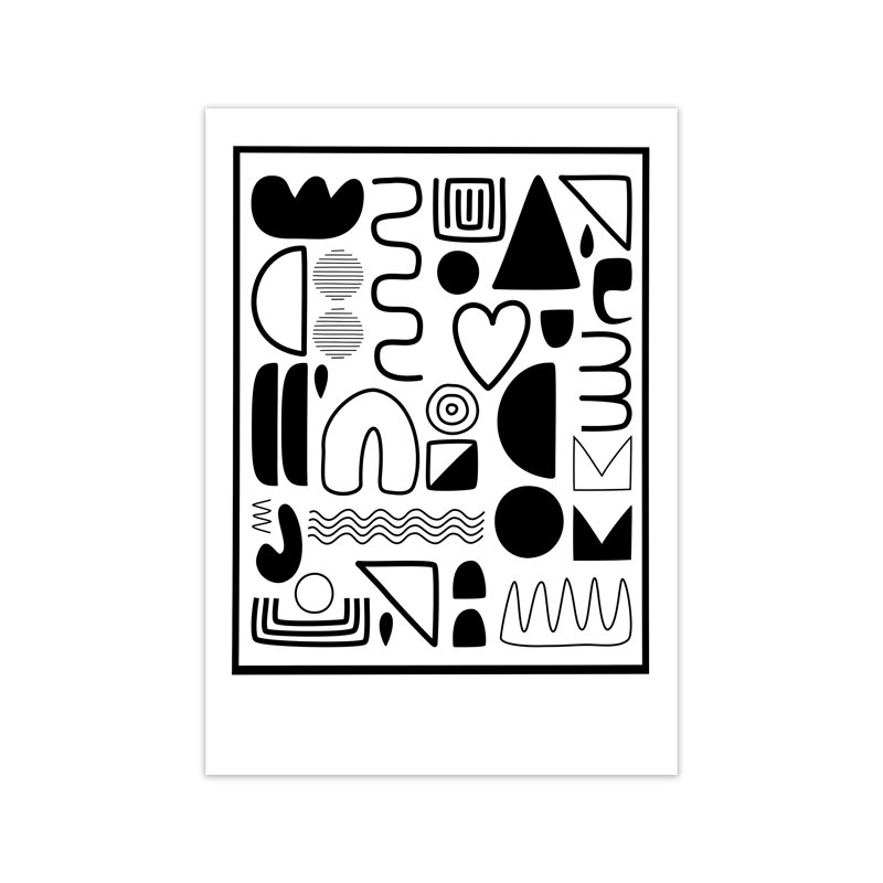 Black And White Scandinavian Shapes - Print, No Frame, 42cm H x 30cm W x 1cm D