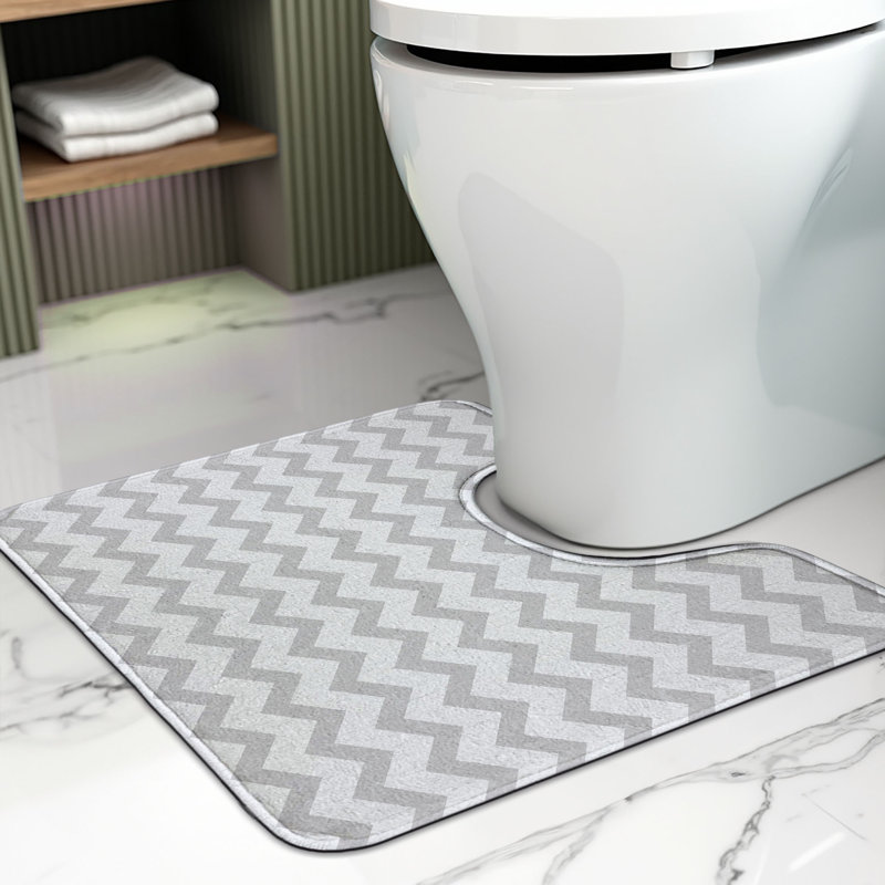 Tapis de salle de bain gris et blanc en U gris pâle 20 po