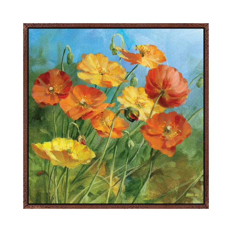 Summer Field IV by Danhui Nai - Print on Canvas, 93.98 cm H x 93.98 cm W, Classic Brown Wood Framed