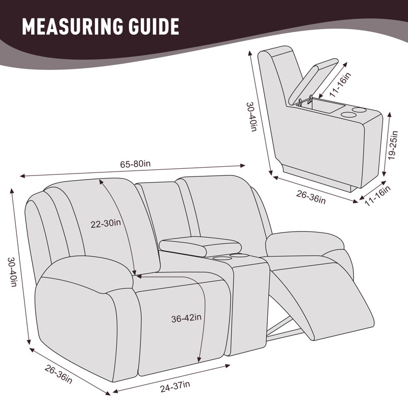 Housse pour causeuse inclinable avec console centrale Wald Adamstown, Mélange de polyester brun chocolat