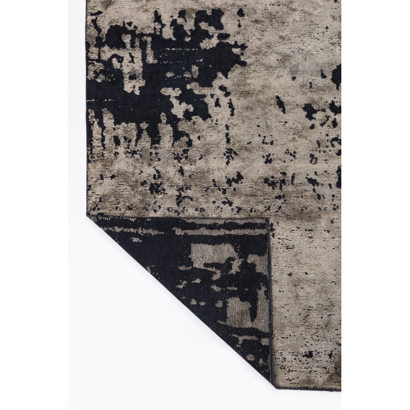 Rapture Gray/Black Abstract Luxury Area Rug, Rectangle 7'10" x 11'2"