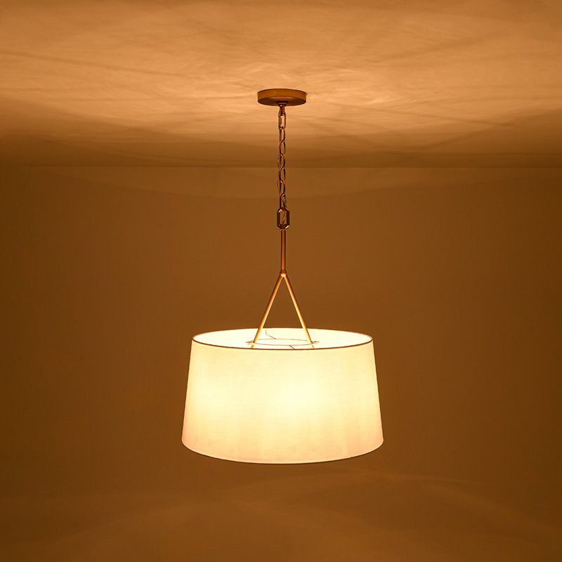 Luminaire suspendu cylindrique en tissu 6 lumières