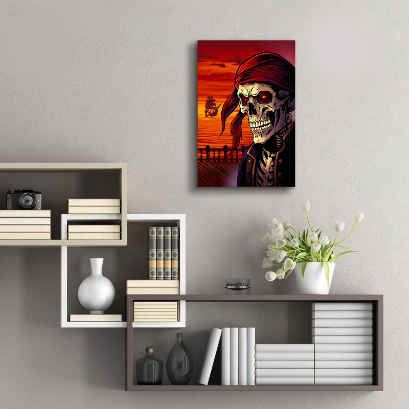 «Pirate Skeleton» par FlyLand Designs, art mural en verre acrylique, 16 po x 24 po, 16 po x 24 po