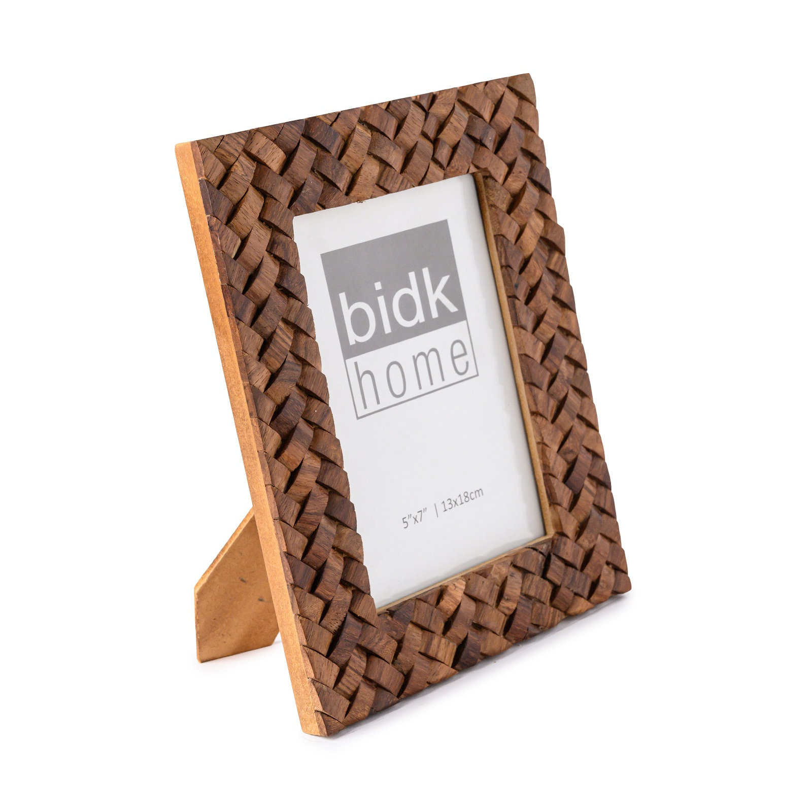 8X10” Criss Cross Wood Picture Frame, 5" W x 7" H