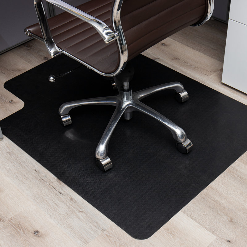 Black Scratch-Resistant Polypropylene Office Chair Mat for Hard Floors