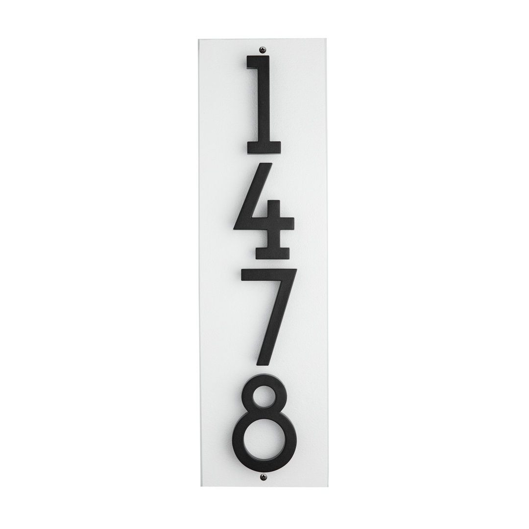 Floating Stand-Off 4-Number Vertical Sign, White /W/ Black Modern Font Numbers Whitehall Products