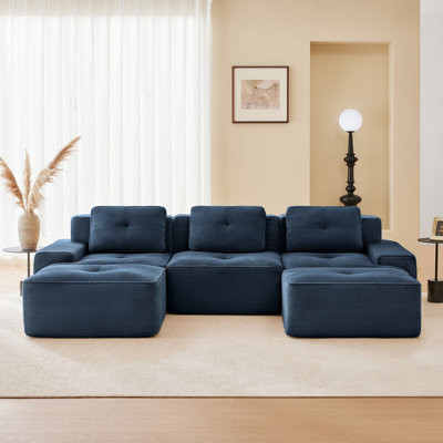 Canapé modulaire en forme de U de 117 po avec siège profond et repose-pieds de 117 po