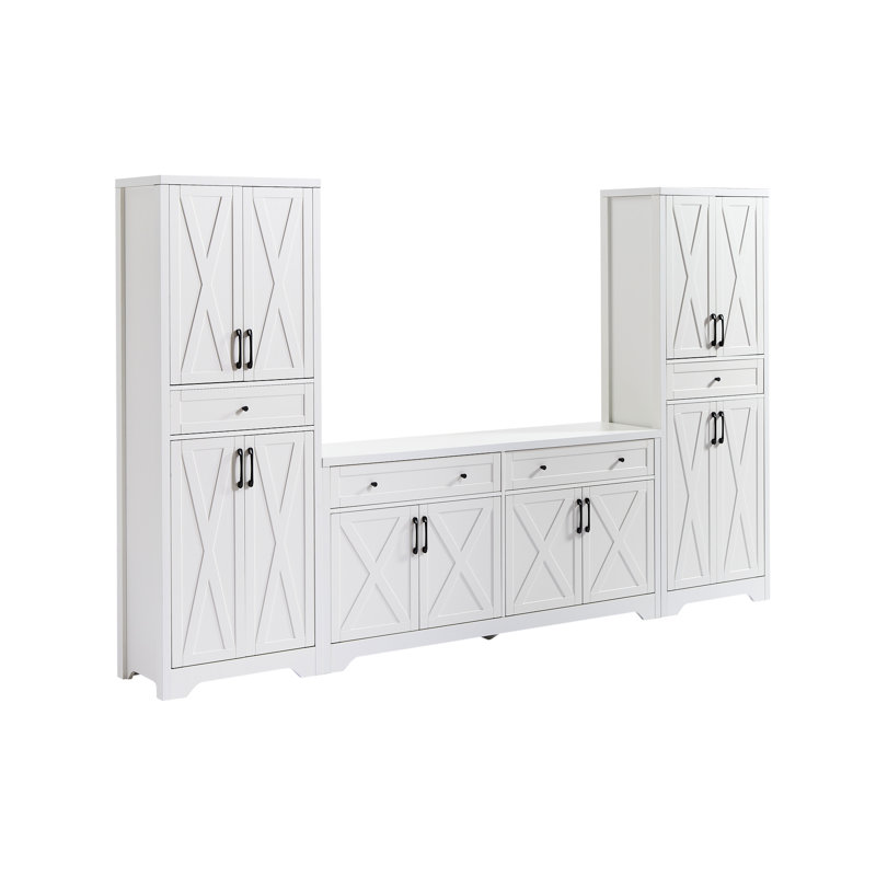 Buffet de salon 68 po, armoire de rangement multifonctionnelle, couleur blanche, pour chambre à coucher, bureau, console 66 po, L 23,7 po x l 15 po H 68 po, rangement 68