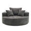 Fauteuil lounge rond surdimensionné de 140 cm en chenille avec 3 coussins, canapé rembourré en forme de nuage - Gris