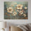 Orchidées blanches et bleues or V - Abstrait floral sur bois