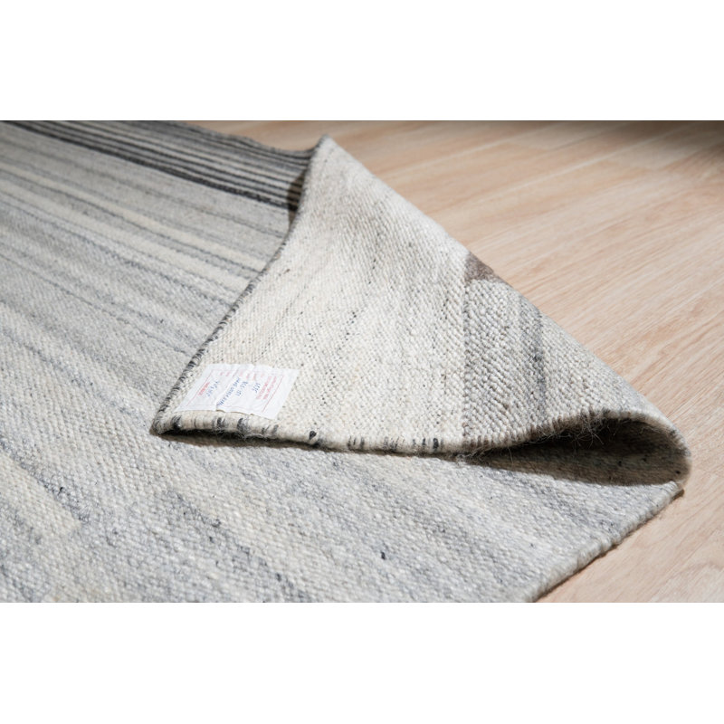 Gray Handwoven Wool Viscose Framed Linear Texture Geometric Modern Contemporary Carpet Rug, 6' x 9'