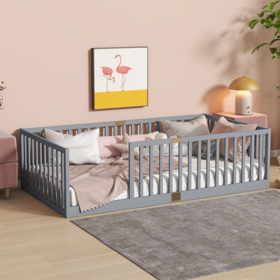Lit simple à plancher surélevé, lit Cama Montessori en bois massif sans lattes pour enfants