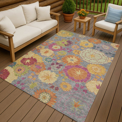 Machine Washable Indoor/Outdoor Matteson ACN2293 Floral Rug