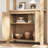 Tall Bookcase with 3 Open Shelves and 2-Door Storage Cabinet, Natural Wood Finish-987300743