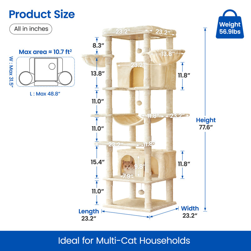 Danniela 77.6'' H Cat Tree, Beige