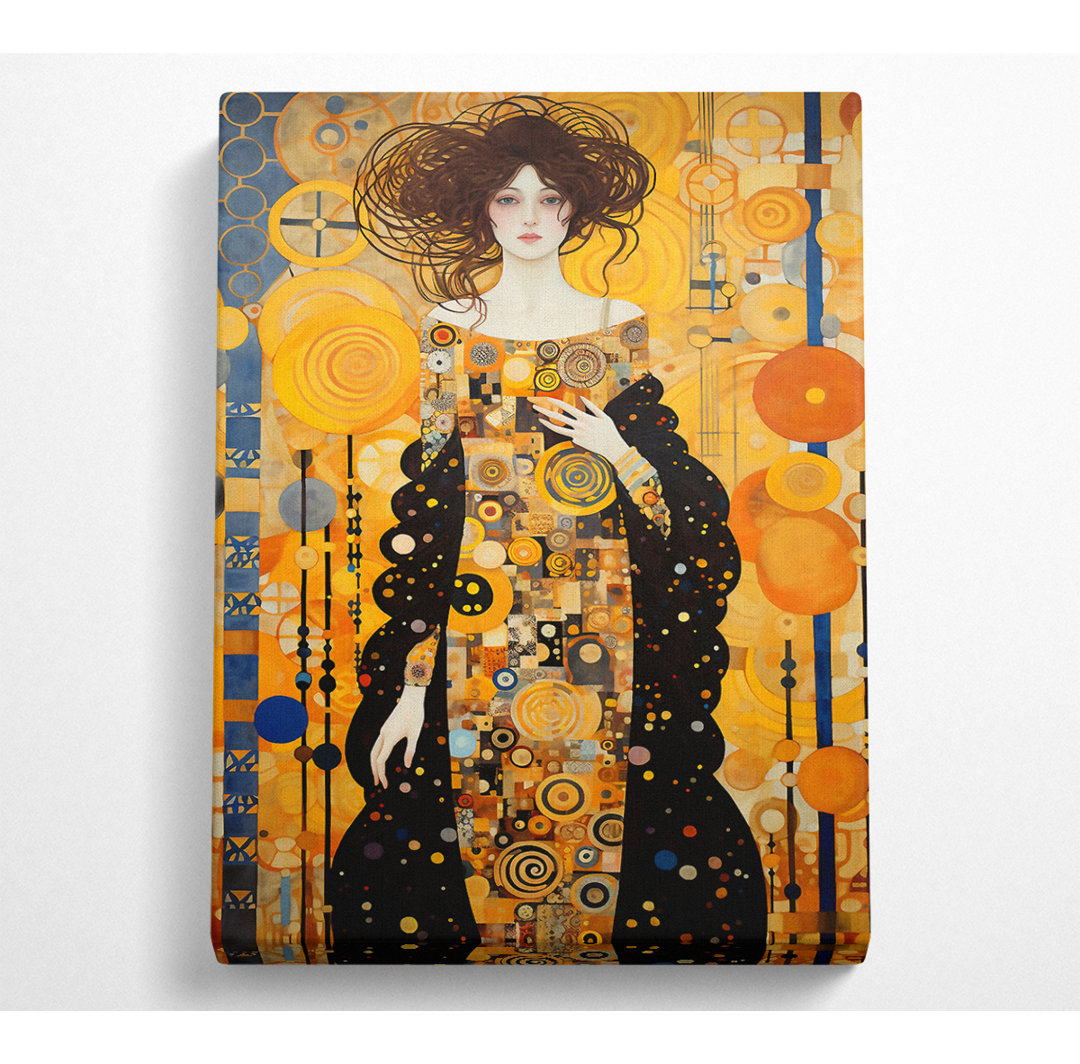 Dame mit Mantel im Klimt-Stil - Kunstdrucke auf Leinwand