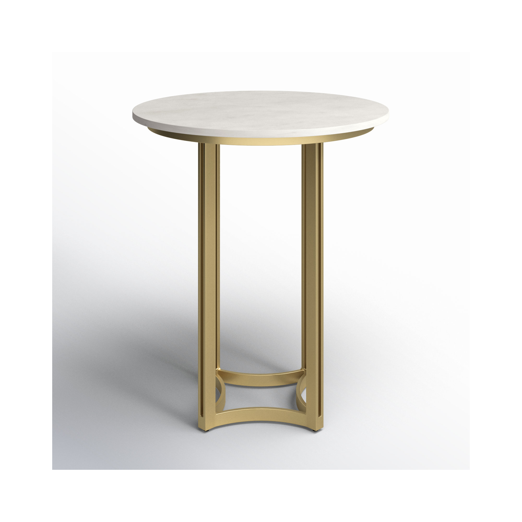 Wainwright Round Marble Dining Table, Gold, 32" x 32", Counter Height ( 38" Height)