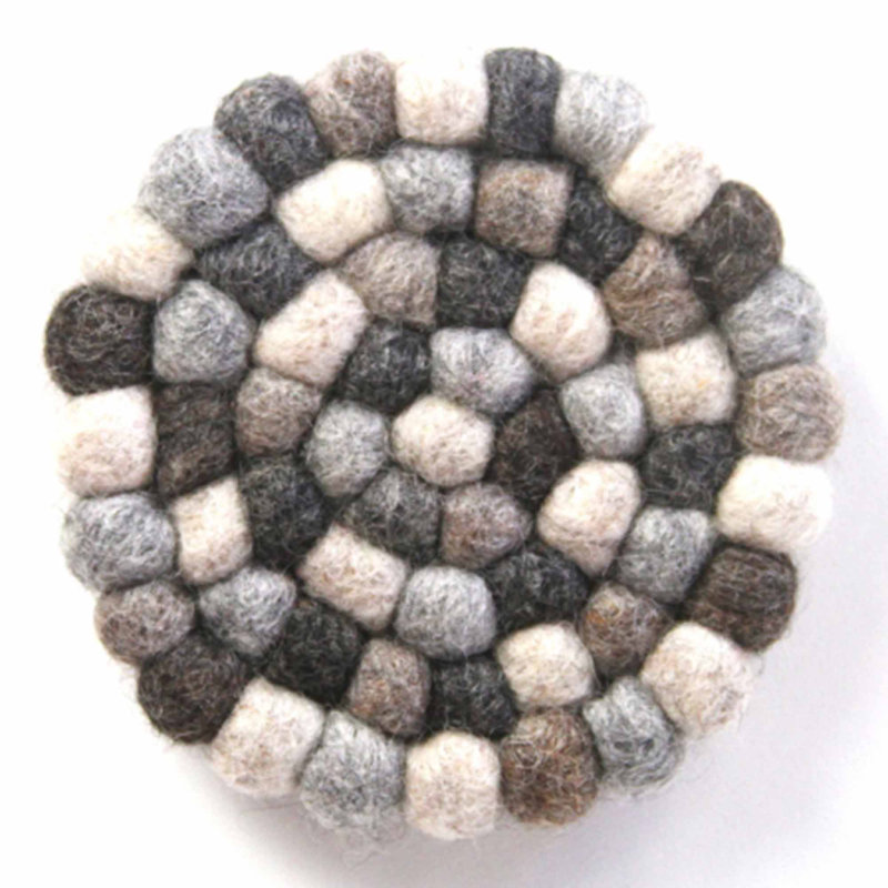 Ensemble de sous-pieds et sous-verres en feutre fabriqués à la main - 6 - 4, Gris