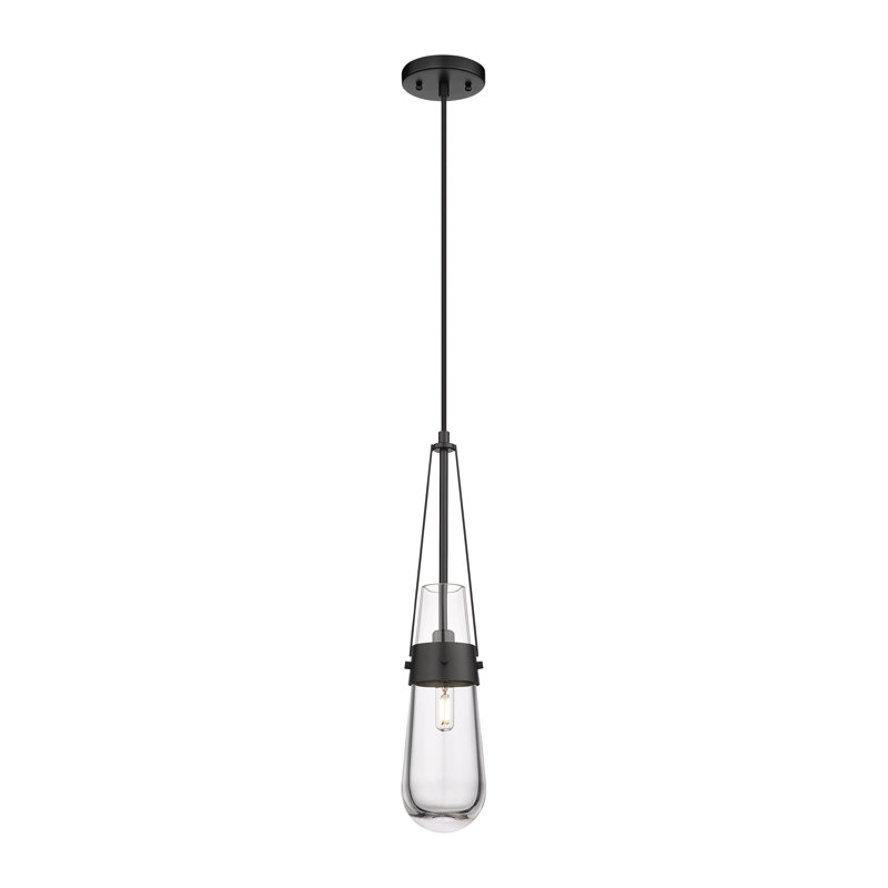 Luminaire suspendu à cordon 4 lumières Milan 1 lumière, Transparent, Noir mat