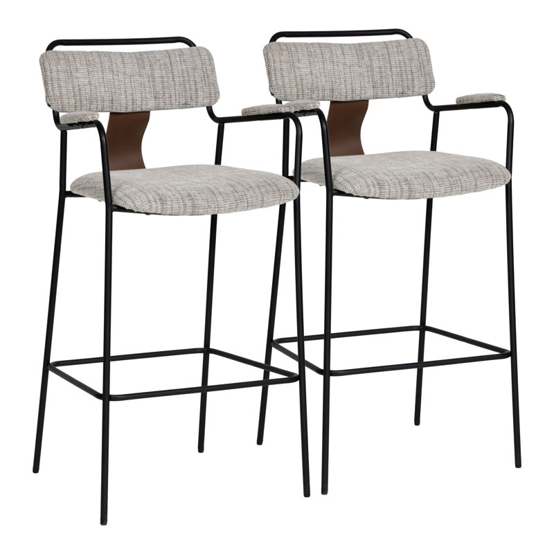 Ensemble de 2 tabourets de comptoir rembourrés avec accoudoirs de cuisine moderne avec structure en acier durable
