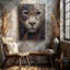 «White Leopard Portrait», reproduction d'art sur toile à motif d'animal bohème aux yeux bleus-129568185