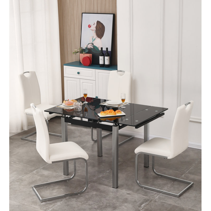 Trussville 4 - Person Dining Set, White, Black