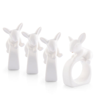 Stoneware Climbing Bunny Napkin Rings
