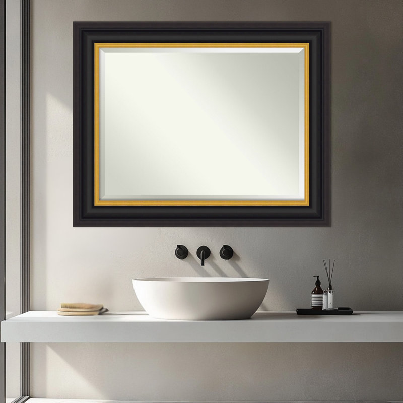 Miroir mural de salle de bain Sierra, 29,5 po x 23,5 po, Brun-noir