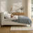 Modern Upholstered Platform Bed with Wingback Headboard and Walnut Wooden Legs, No Box Spring Needed-303500619-303500616