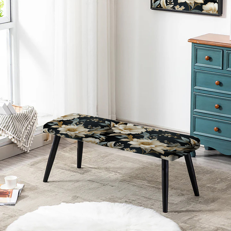 Motif contemporain motif victorien II - Banc rembourré floral noir